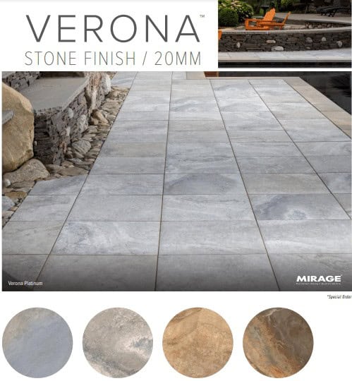 Verona stone finish 20mm outdoor patio pavers in a modern outdoor living space, perfect for stylish backyard renovations and outdoor entertainment areas, showcasing durable, slip-resistant stones.